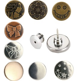Button Pins for Jeans,Sixrfeel 8 Sets Instant Buttons, 17mm Adjustable Jean Button, No Sew Metal Button Adds Or Reduces an Inch to Any Pants Waist in Second (Silver&Bronze&Gold, 8-Pack)