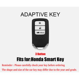 HIBEYO Leather Car Key Fob Cover with Keychain fits for Honda Hr-V Cr-V Accord Crider Civic Odyssey Car Key Case Cover Protector Jacket Smart Remote Keyless Entry Car Key Holder Shell 3 Button Blue