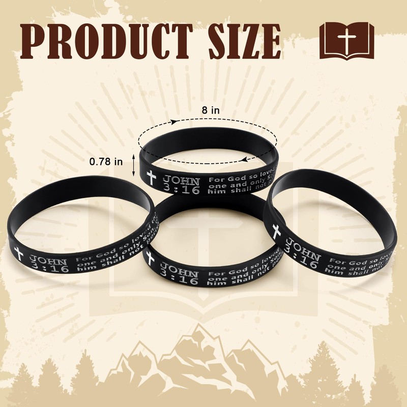 Anglechic 100 Pcs John 3: 16 Silicone Wristbands Bible Verse