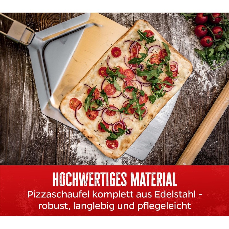 Grillfürst XXL Pizza Server Stainless Steel Folding Pizza Peel with