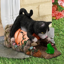 Noegrus Real Cat Gutter Downspout Extender Statue, Garden Animal Decor Gutter Extension, Splash Block, Eco-Friendly Resin, Outdoor Decor Sculpture, Gutter Diverter Rain Perfect for 3"x4" Downspout