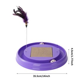 JOPOY Interactive Cat Ball Track Toy Cat Scratcher with 2 Self-Rotating Balls and 1 Kitten Interactive Toy,Durable Scratch Pad for Indoor Play,Cardboard Scratcher Pad 3-in-1 Cat Toy (Purple)