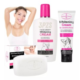 Universo en Linea Kit Jabón Crema Cara Axila Aclarante Aichun Colágeno 3pz