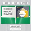 Better Office Products 2 Pocket Glossy Laminated Green Paper Folders,
