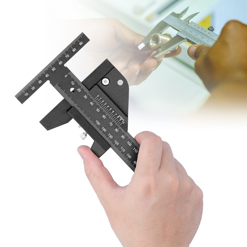 Woodworking Scribing Ruler Aluminum Alloy TType Scriber Carpentry Measuring Marking