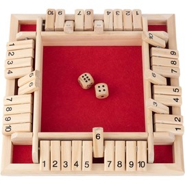 Fueegue Shut The Box 2-6 Player Dice Game Wooden Board Games 8 Dice Table Games Mathematics Learning Toy Close the Box Dice Game Wooden Board Maths Number Game Wooden Board Game (4 Rows - 12, Rose)