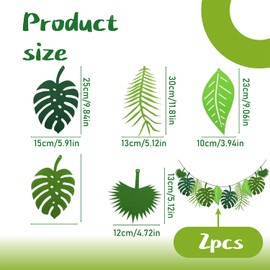 Premium Set von 2 Tropischen Blätter-Girlanden in Grün – Wiederverwendbare Dschungel-Deko für Geburtstag & Hawaii-Party, Realistisches Palmenblatt-Design