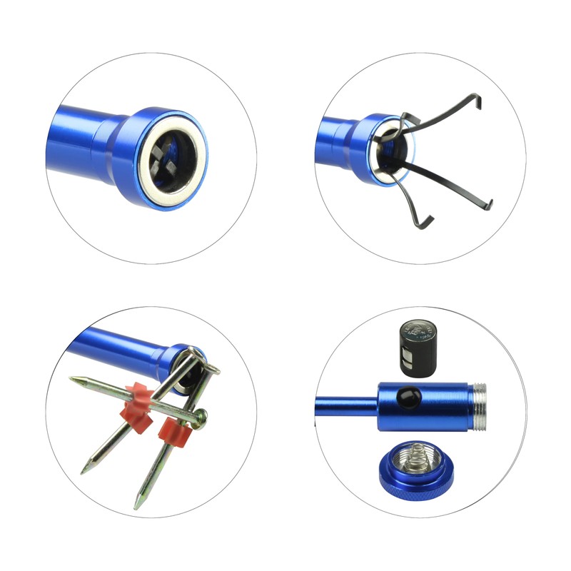 Claw type flexible picker with LED light, telescopic inspection mirror