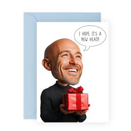 CENTRAL 23 Hilarious Greeting Card - I Hope It's a New Head! - Gifts for Family, Loved Ones, Cousin, Friends, BFF, Besties, Bro, Pals, Buddy, Him, Her, Coworkers - Big Head Joke - Comes with Stickers