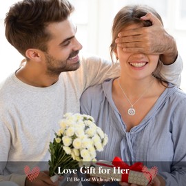 Peeshow Diamond Necklace Gifts for Women Wife Girlfriend Birthday Anniversary Womens Compass Birthstone Silver jewelry for Her Present for Mom Daughter Christmas Valentines Day Mother's Day April S925