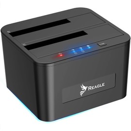 Reagle Dual SATA Docking Station - Supports 2X HDD/SSD up to 16TB, Offline Cloning, SuperSpeed USB 5Gb/s, Plug & Play, Compatible with Windows & Mac OS