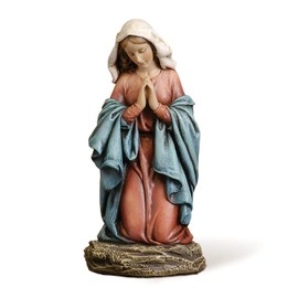 Rezando Madonna Estatua Virgen María 17,78 cm resina de mármol fundido pintado cara bonita