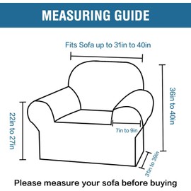 H.VERSAILTEX Stretch Chair Slipcover Sofa Cover Furniture Protector Cover High Spandex Small Checks Knitted Jacquard Sofa Cover Chair Covers for Living Room (Armchair 31"-40", Porcelain)
