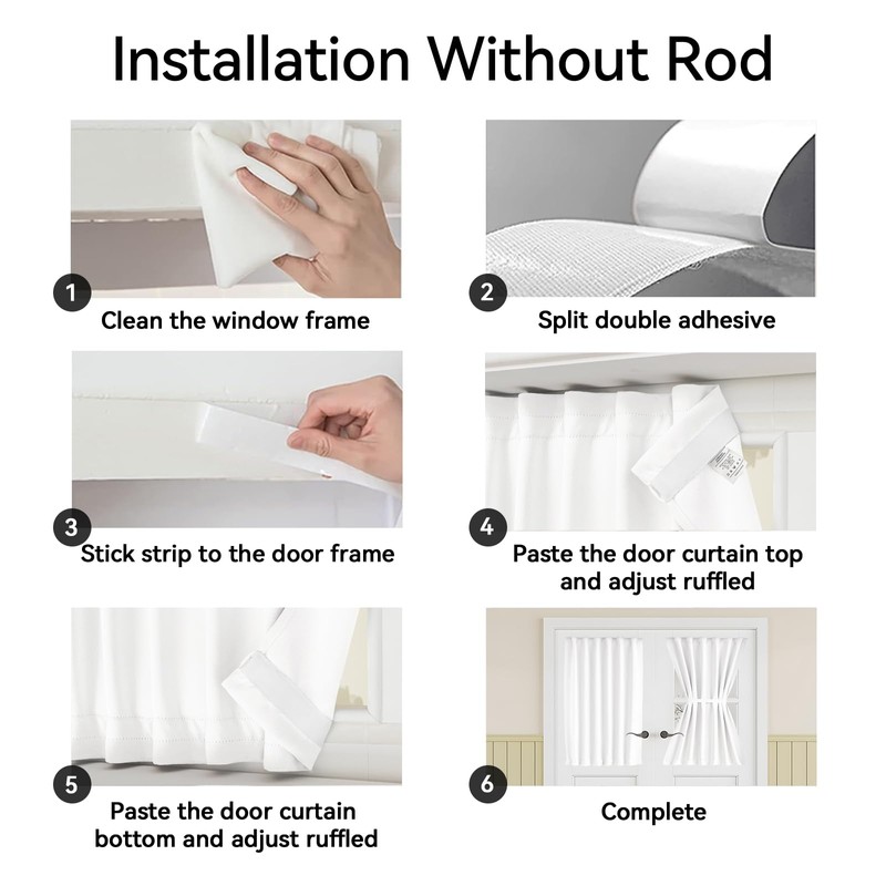 Vatge Front Door Sidelight Curtains with Velcro - 12x72 Door