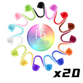 LUNARM 315 Pieces Stitch Markers for Crocheting, Stitch Locking Clip Colorful Knitting Markers Crochet Clips with 15 Pieces Big Eyes Blunt Sewing Needles (2inch/2.3inch/2.7inch)