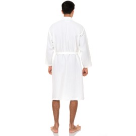 TowelSelections Men’s Waffle Bathrobe Lightweight Spa Kimono Bath Robe 2X-3X White