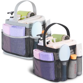 EUDELE 2 Pack Mesh Shower Caddy Portable for College Dorm Room Essentials, Shower Caddy Dorm with 8-Pocket Large Capacity,Shower Bag for Beach,Swimming,Gym