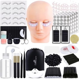 VISCOO Kit De Extensión De Pestañas Para Principiantes, Kit Profesional De Extensión De Pestañas Con Cabeza De Maniquí, Kit De Inicio De Pestañas Con Abanico De Pestañas, Suministros Para Práctica De