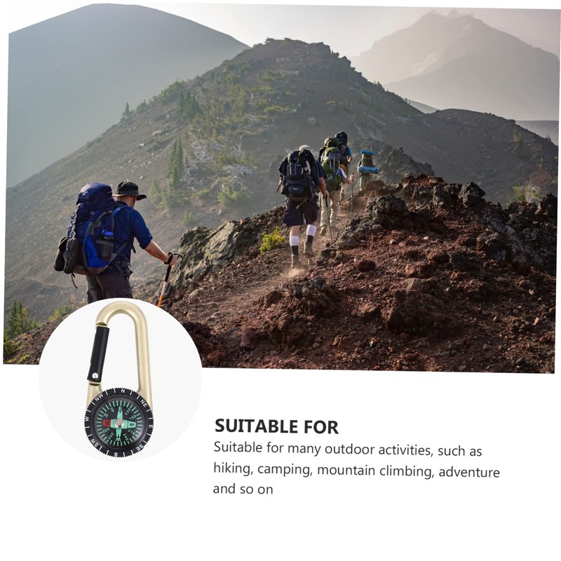 Gatuida 2pcs Multifunctional Compass Carabiner Graduated Zinc Alloy Keychain for