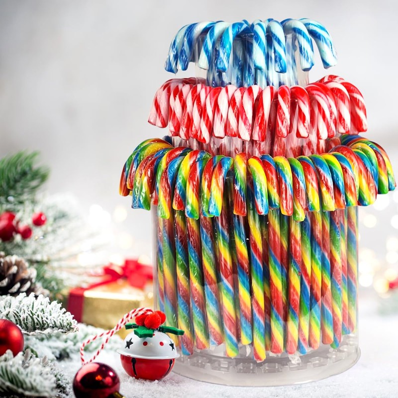Christmas Candy Canes Tutti Frutti, Blue/White Peppermint, Red and White