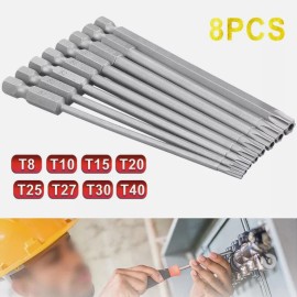Unbranded 8Pcs 100MM Extra Long Torx Screwdriver Bit Set, Magnetic Torx Head Screwdriver