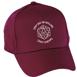 Hippowarehouse They See Me Rolling They Hating Baseball Cap hat Premium Printed 5 Panel OneSize Adults Burgundy