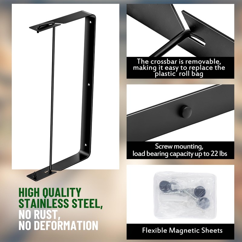 Otoolling Stainless Steel Produce Bag Roll Holder Wall Mount Plastic