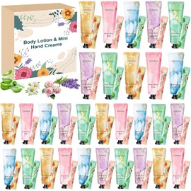 Hand Cream Gift Set, Christmas Gifts for Women, 60PCS Travel Size Body Lotion and Mini Hand Creams, Daily Moisturiser for Dry Skin, Body Cream Small Gift for Women,Party Favors for Guests
