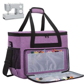 Haroranax Sewing Machine Case, Sewing Machine Bag Fits Most Standard Sewing Machines and Storage Sewing Accessories, for Singer/Janome (PURPLE)