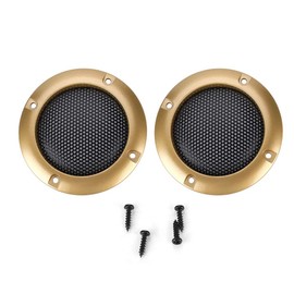 2PCS Shatter Resistant Stereo Speaker Mesh Cover Compact 2 inch Decorative Steel Mesh Circle Car Speaker Protective Cover (Plus 4 Screws)(Gold)