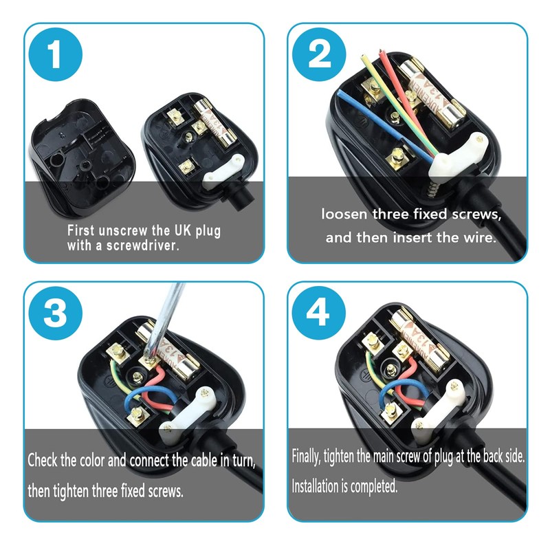UK Plugs with 13 AMP Fused, 3 pin Mains Plug