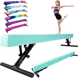 FC FUNCHEER 8FT Folding Balance Beam -Gymnastics Beam -Wood core Floor Beam - Anti-Slip Bottom -Faux Suede Cover -Stainless Hinge and Carrying Bag for Kids Training at Home …