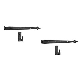 Renovators Supply Manufacturing Black Wrought Iron Lift Off Pintle Strap Hinge 24.5 In Reversible Pintle Strap Gate And Door Hinges With Hardware Pack Of 2