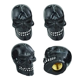 Temzzer Valve Tire Cap Skull Car Valve Wheel Stem Bike Tire Valve Covers for Most Vehicles Bicycles Motorcycles (Black)