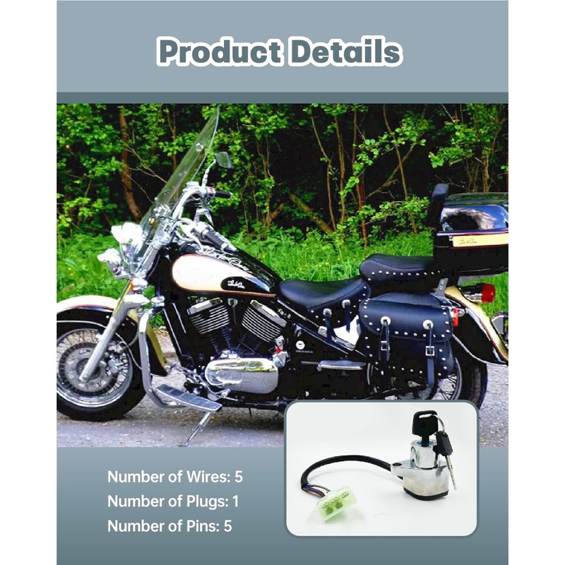 OWNDR Ignition Switch with Keys Fit for Kawasaki EN400 EN500