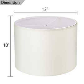 Wellmet 13"x13"x10" Assembly Required Lampshades for Table Lamp,Bedside Lamp,Floor Lamp,Fabric Drum Lamp Shades Classic Modern Style,Spider Fitter,Cream White