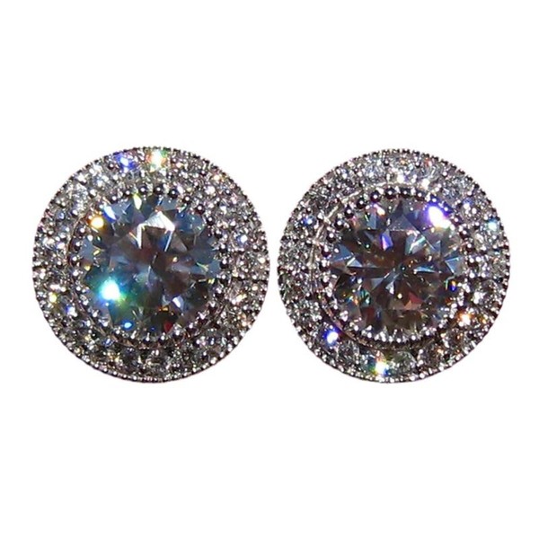 Tesuivra White Gold Plated Lightweight Cubic Zirconia Mini Round Stud