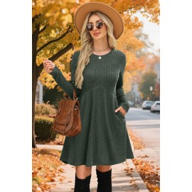 Sweater Dress Long Sleeve Dress for Women Fall Dresses for Women 2025 Tunic Winter Christmas Dresses Fall Maternity Clothes Green L