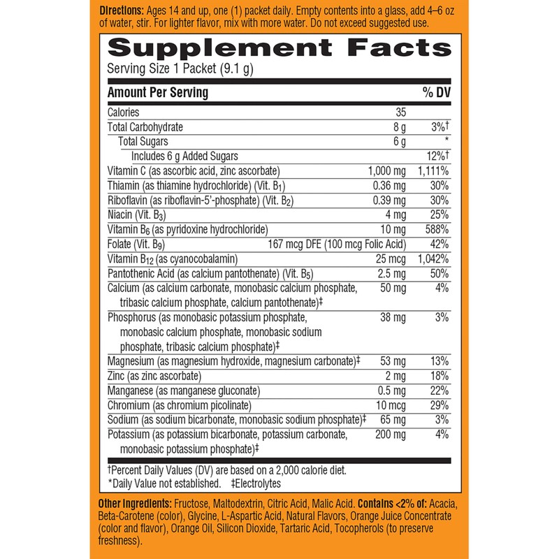 Emergen-C 1000mg Vitamin C Powder for Daily Immune Support Caffeine