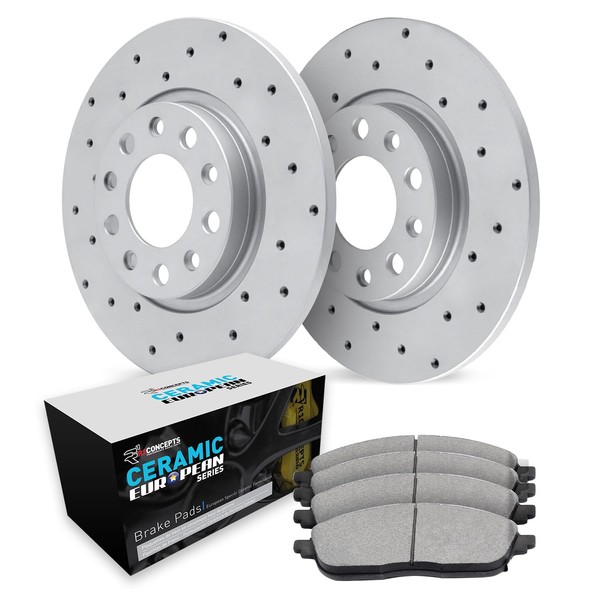 R1 Concepts Rear Brakes and Rotors Kit |Rear Brake Pads|