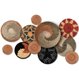 Tatuo 11 Pcs Boho Wall Basket Decor Decorative Bulrush Woven Basket Wall Decor Boho Wall Art Round Farmhouse Wall Hanging Baskets for Kitchen Rustic Home Decorations, Multi Sizes(Classic)