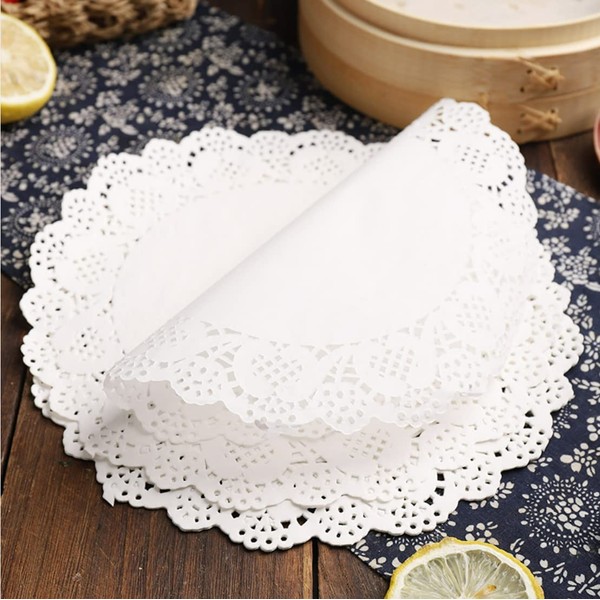 GAKA 8 inch Round Paper Doilies,White Paper Doilies,Lace Paper Doilies,Round