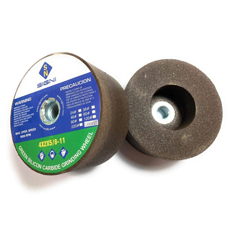 Green Grinding Stone with Thread for Grinding Granite 4X2X5/8-11 (1