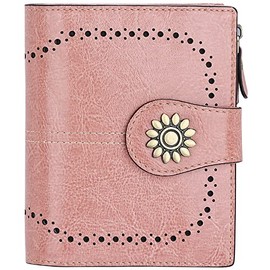 Lavemi - portafolios de piel para mujer, pequeña y compacta con bloqueo RFID, con bolsillo con cierre, Rosa oscuro, Talla única