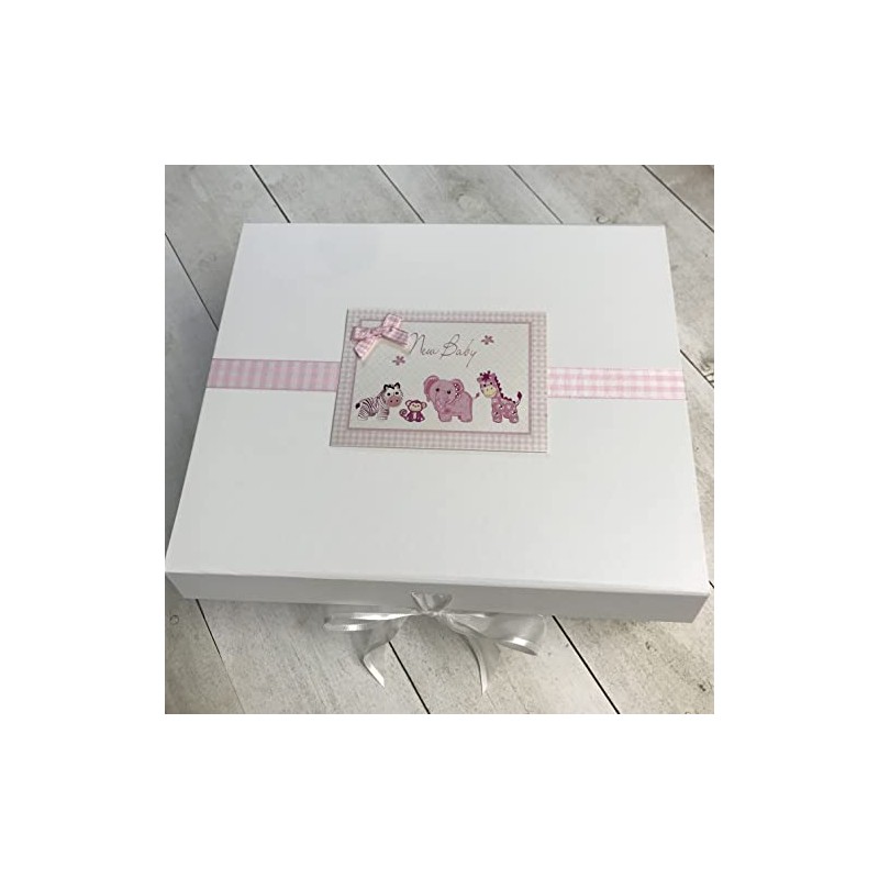 White Cotton Cards New Baby, Large Keepsake Box, Pink Toys