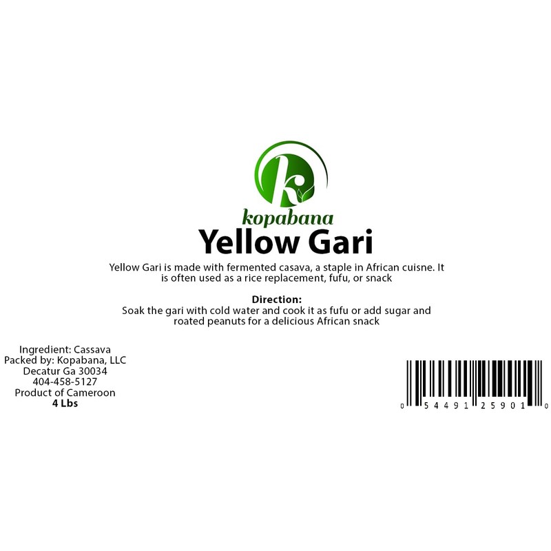 KOPABANA Yellow Garri, Garri, Naturally Processed Garri 2 lb