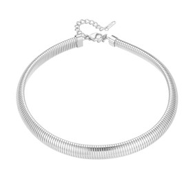 Chunky Choker Silver Plated Snake Chain Necklace for Women, 12mm/16mm Hip Hop Punk Necklace, Thick Choker Chain Necklace for Women Gifts Jewelry (16mm - Silver)