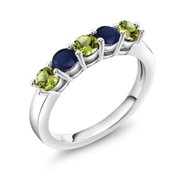 Gem Stone King 925 Sterling Silver Green Peridot and Blue