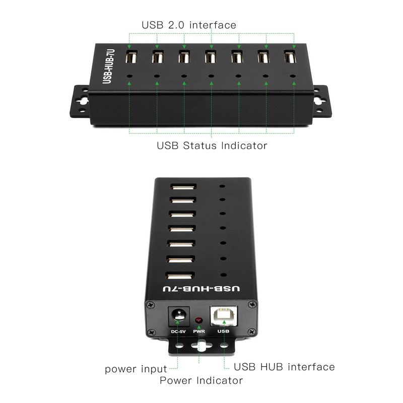 7 Port USB HUB Industrial Grade USB2.0 HUB Multiple Protection