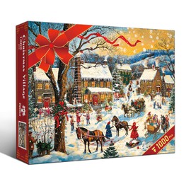 HUADADA Jigsaw Puzzles for Adults 1000 Jigsaws Christmas Village1000 Piece Jigsaw Puzzles for Adults Family Puzzle Game